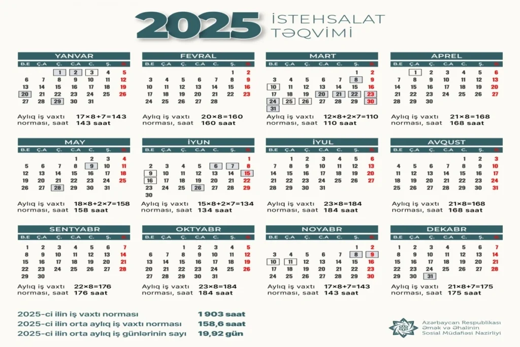 2025-ci ilin qeyri-iş günləri açıqlanıb – TƏQVİM